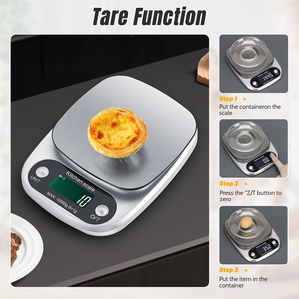 Food Scale, 22 lb Digital Kitchen Scales, Weight Ounces and Grams for Cooking and Baking, 9 Units with Tare Fun...