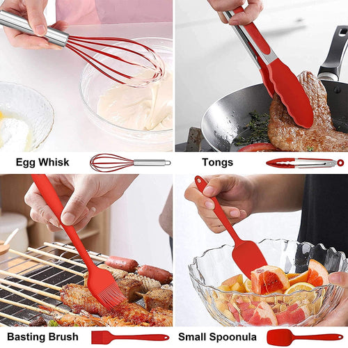 14 Pcs Cooking Utensils Set with Holder, Heat Resistant Silicone Kitchen Cookware Utensils Set, Kitchen Cooking Tools...