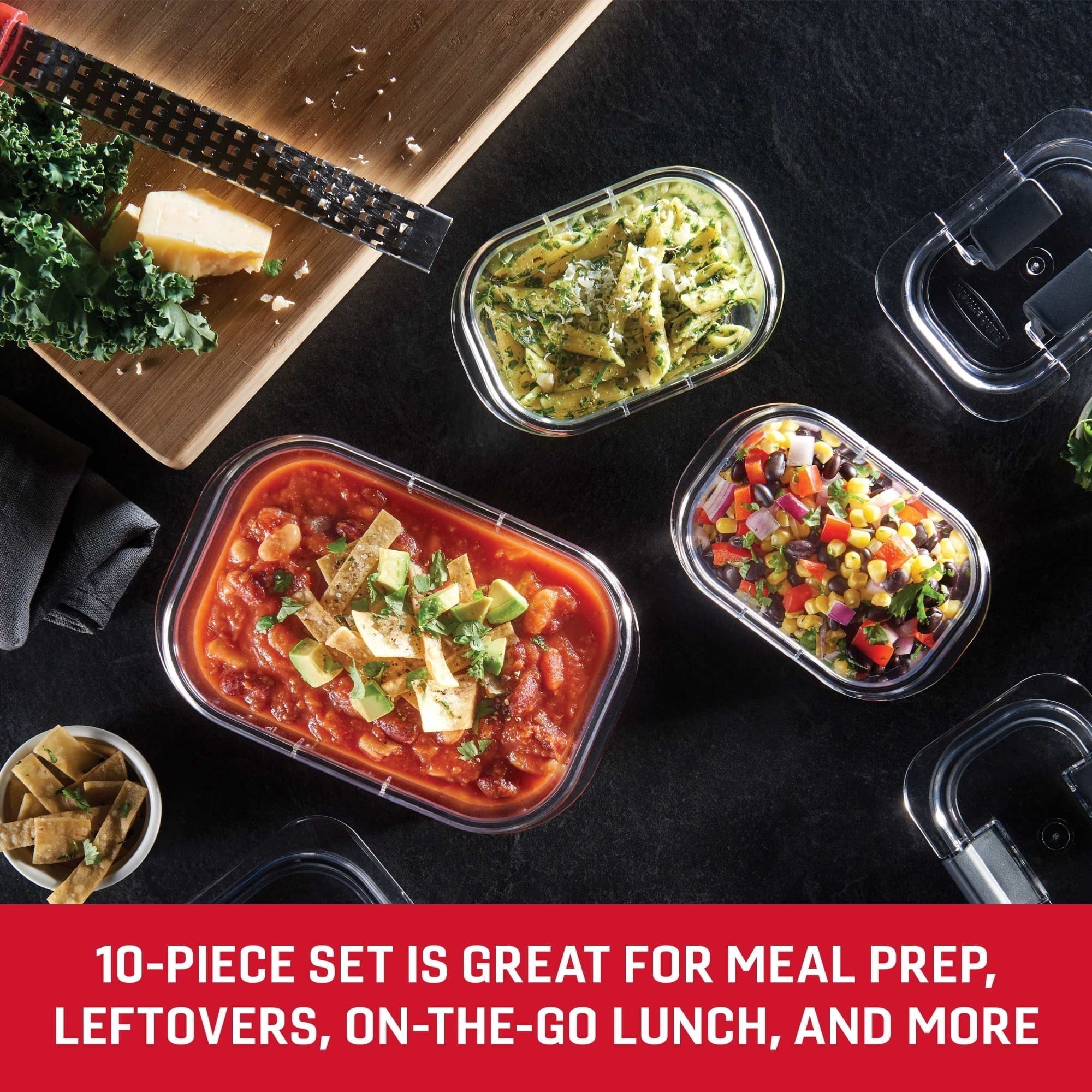 10-Piece Set, Leak-Proof and Clear Food Storage Containers