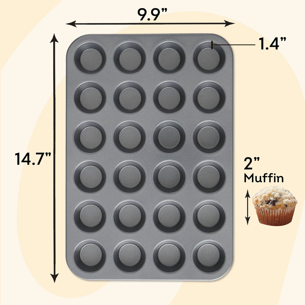 Everyday Non-Stick 24-Cup Mini Muffin Pan Cupcake Tin 14.65" x 9.9" x 0.8", Packaging May Vary