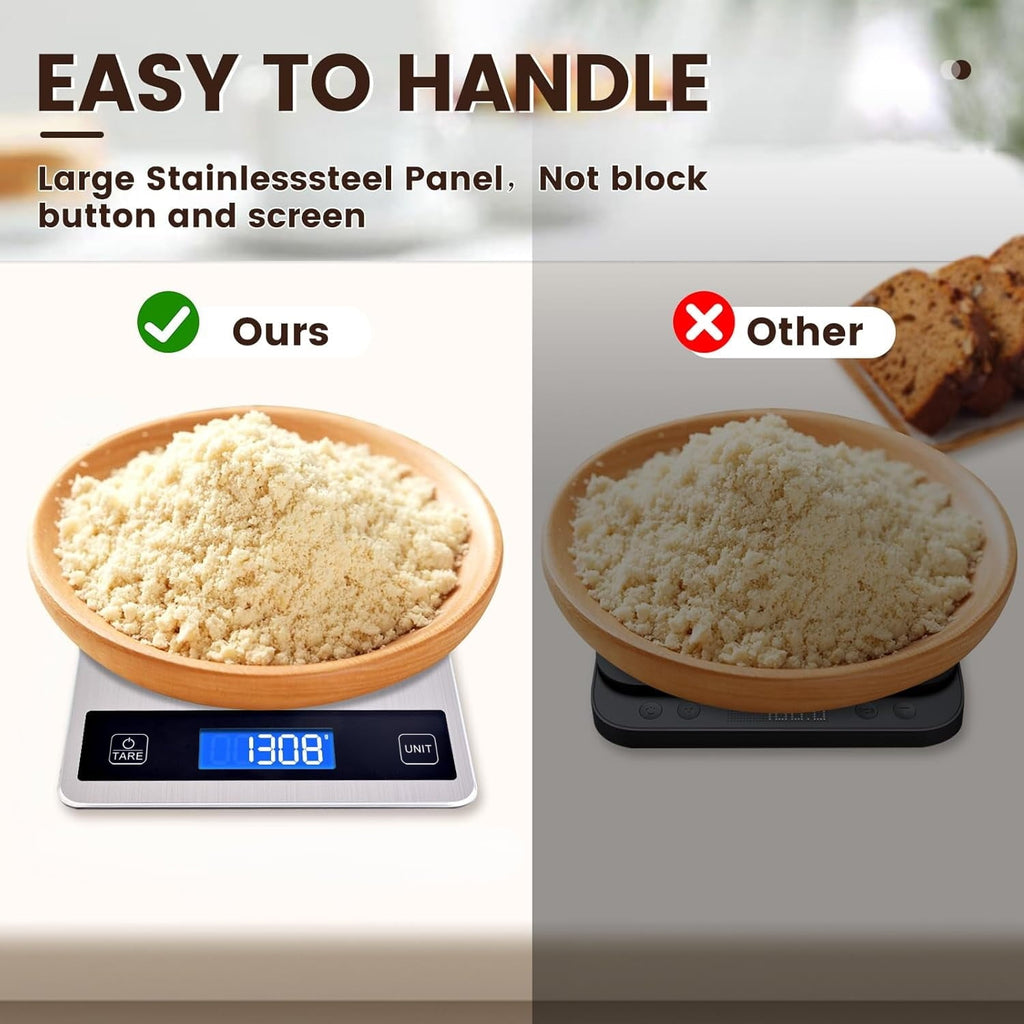Food Scale, Digital Kitchen Scales 10kg/22lb with Large LCD Display, Food Weighing Scales for Baking, Weight L...