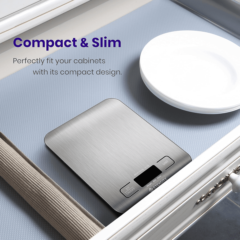 Kitchen Scale, Digital Food Scale, 304 Stainless Steel, 11lb/5kg, Silver