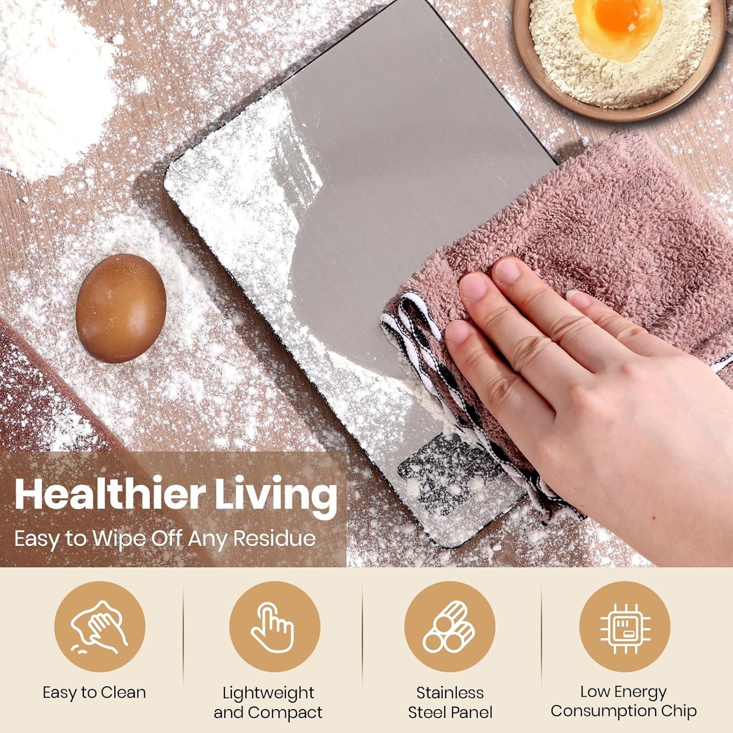 Food Scale, Digital Kitchen Scales 10kg/22lb with Large LCD Display, Food Weighing Scales for Baking, Weight L...