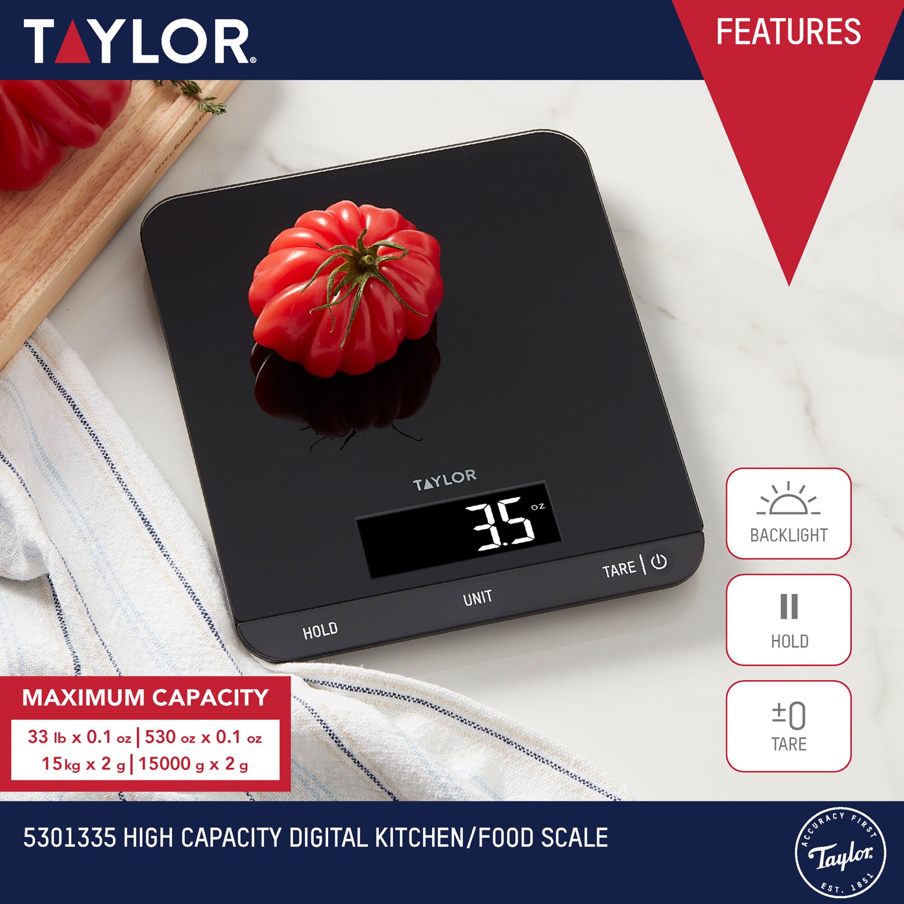 33 LB Kitchen Glass Digital Scales Black