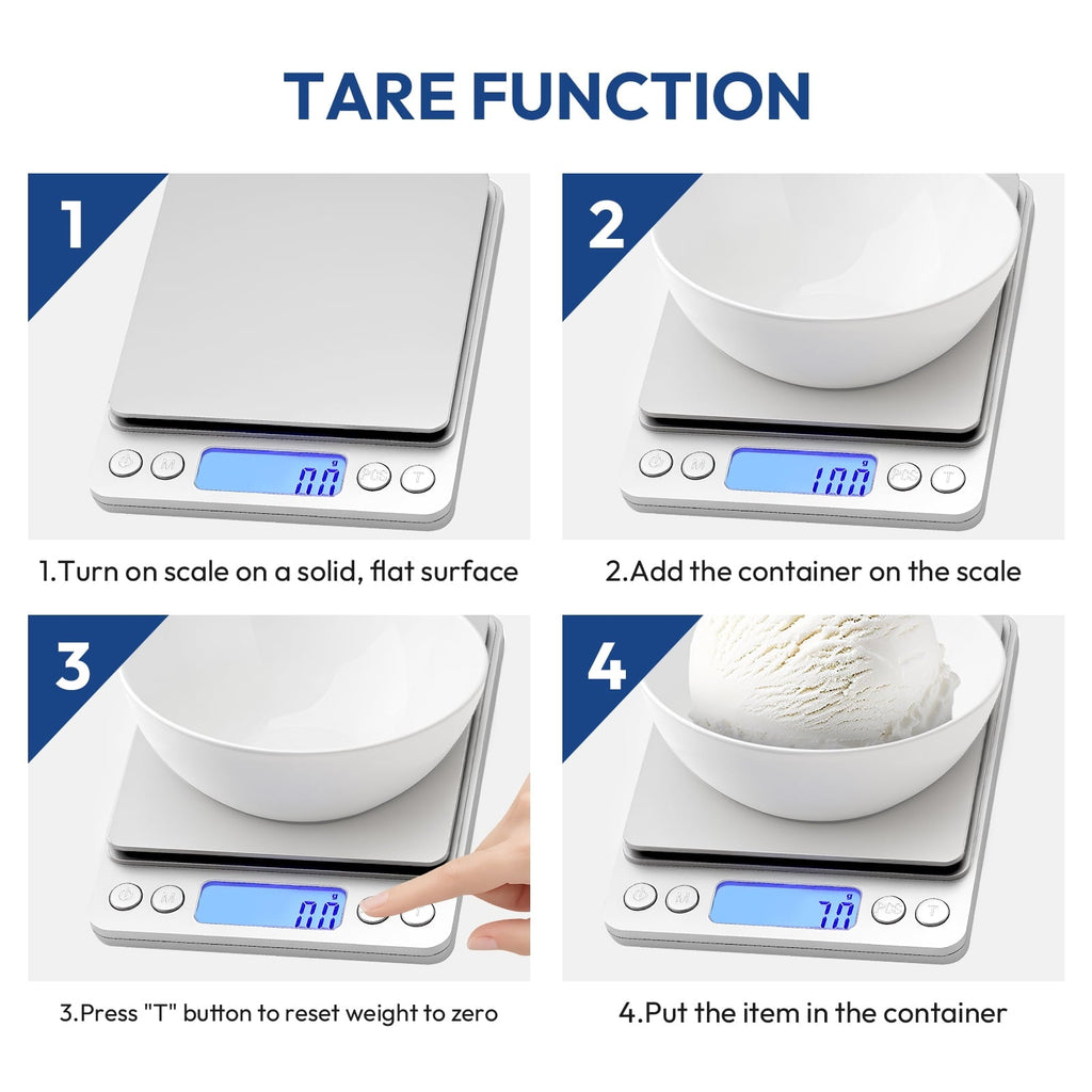 6.6lb/3kg Kitchen Scale, 0.1g Precision Digital Food Scale, for Baking, Cooking, Dieting and Meal Prep, Eas...