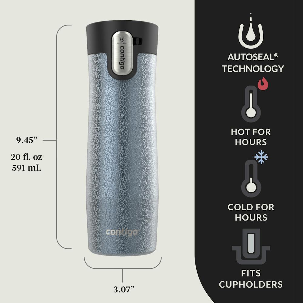 Contigo® West Loop 3.0 Stainless Steel Travel Mug with AUTOSEAL® Lid, 20oz, 2-Pack - Crystal Lakeside & Crystal Agave