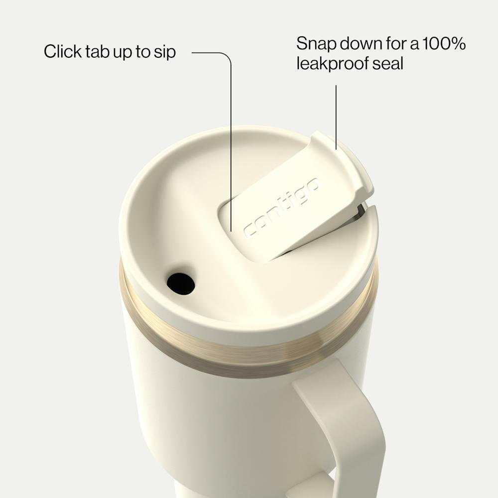30 oz SnapSeal™ Tumbler (w/ Straw & Handle) - Oatmilk Champagne