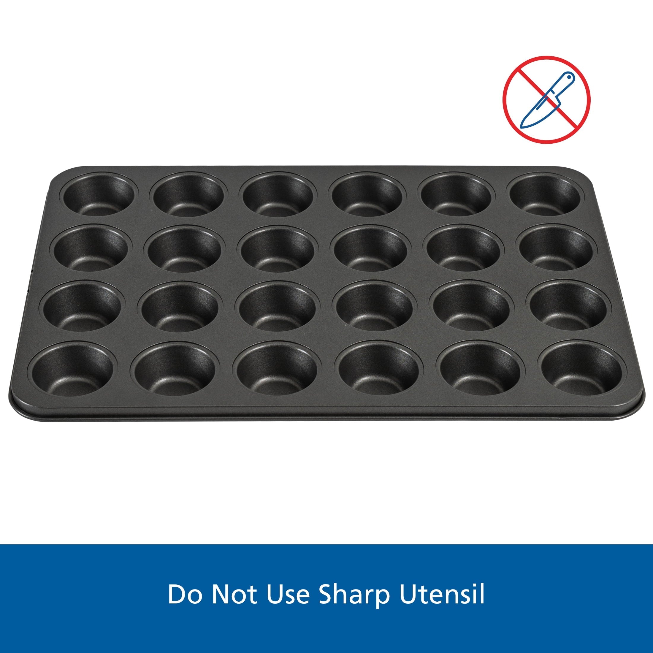 24 Cavity Mini Muffin Pan, Non-Stick Bakeware,1.8 inch Diameter Cups,Gray,Carbon Steel