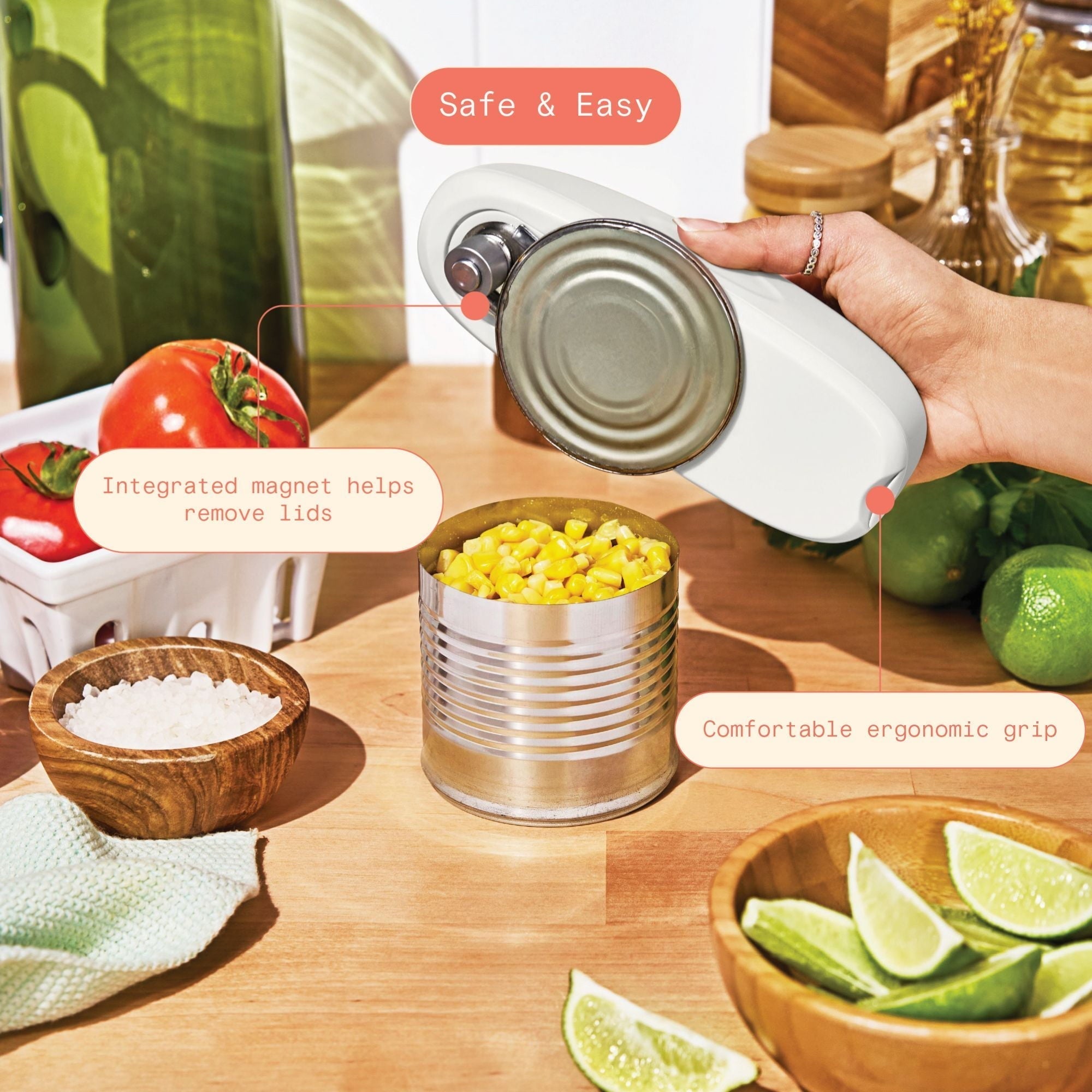 Automatic Battery Powered Electric Can Opener, White Icing
