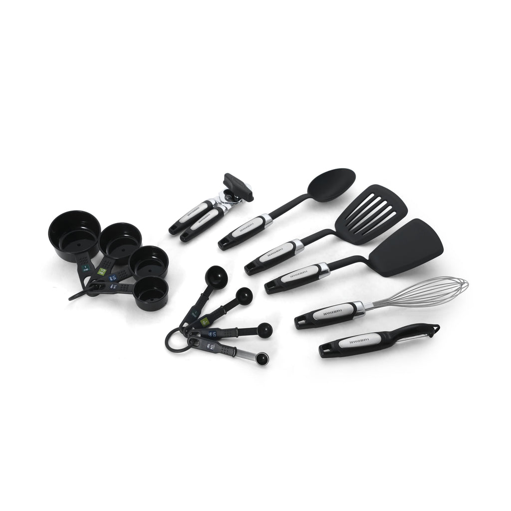 Professional 14-Piece Kitchen Tool and Gadget Kitchen Utensil Set in Black