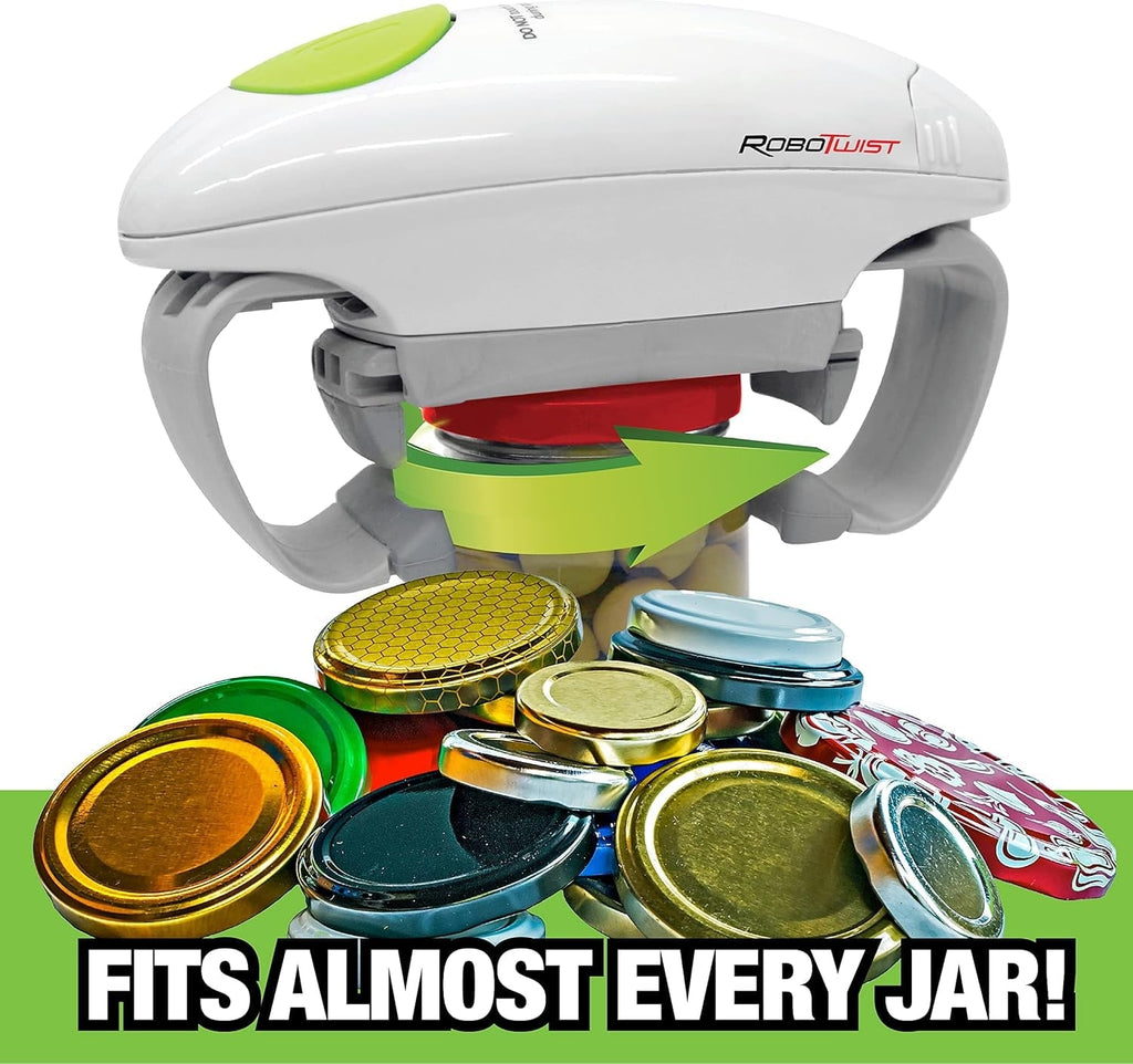 Electric Automatic Jar Opener for Seniors Arthritis One Touch for Jars of all Sizes As Seen on TV White, 2 ...