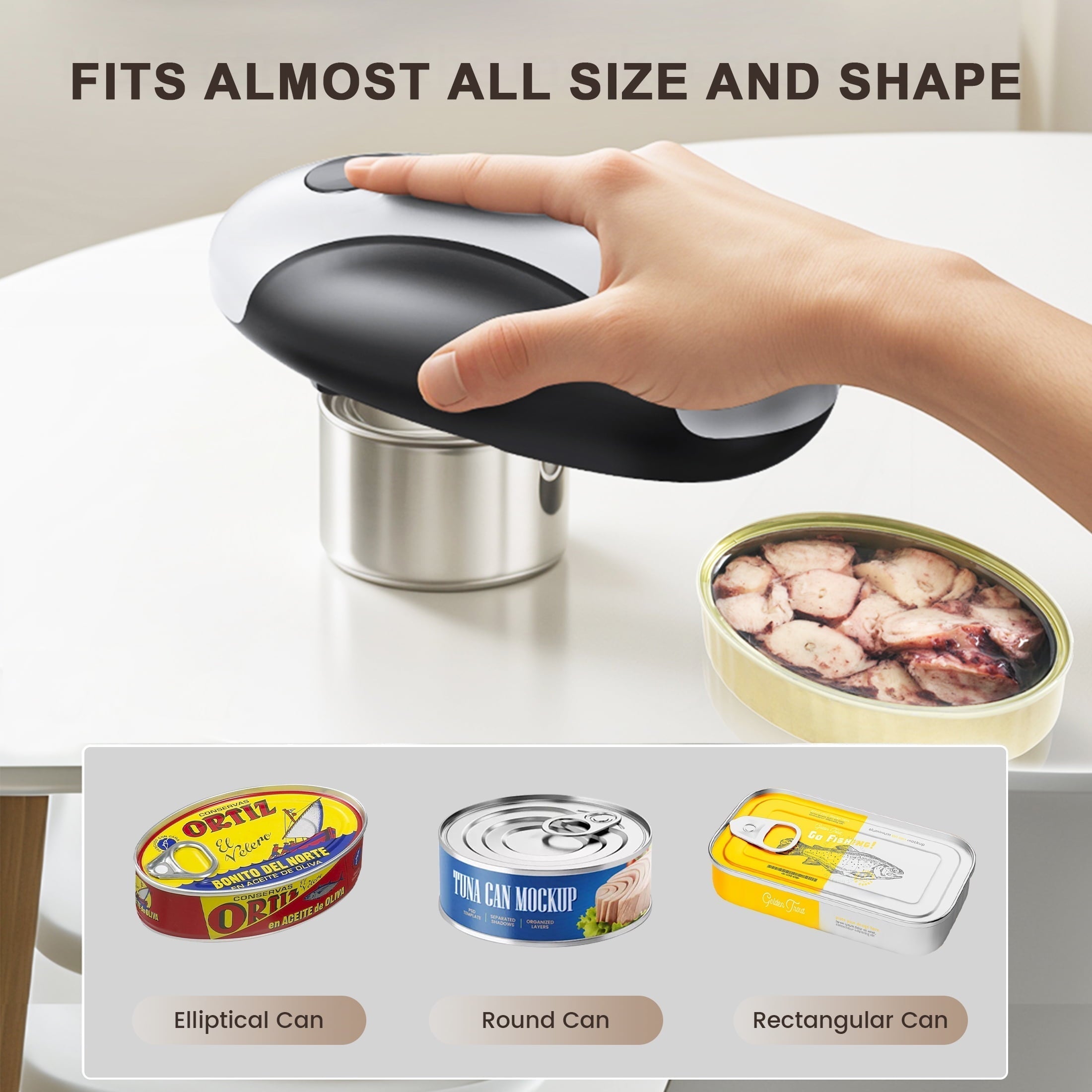 Automatic Electric Can Opener, USB-C Rechargeable Can Opener Smooth Edge, Hands-Free Countertop El...