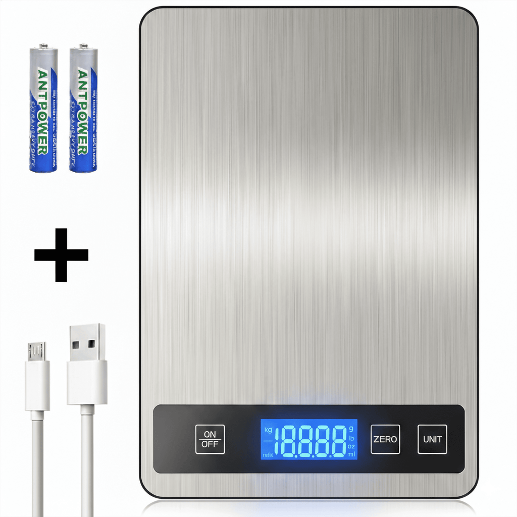 Digital Food Kitchen Scale, Gram Scale 1g/0.1oz Accuracy, 15kg/33lb Stainless Steel with 5 Units, Tare Function& LCD ...
