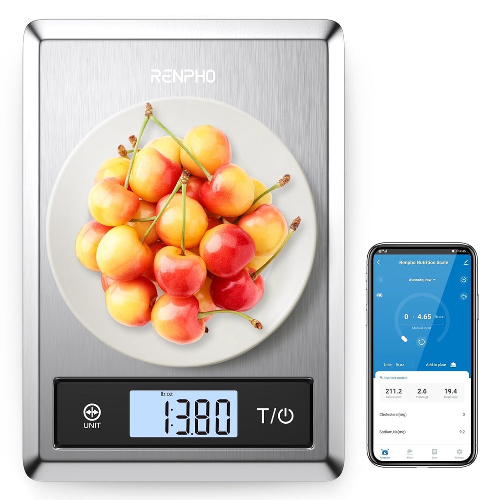 Digital Food Scale with App, Bluetooth Smart Kitchen Scale, Stainless Steel