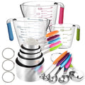 Square 14-Piece Measuring Cups and Spoons Set, Nesting Stainless Steel Measuring Cups Spoons with Plastic Measuring C...