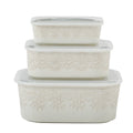 Vintage Lace 6-Piece Nesting Casserole Baking Dish Bakeware Set with Lids, Linen