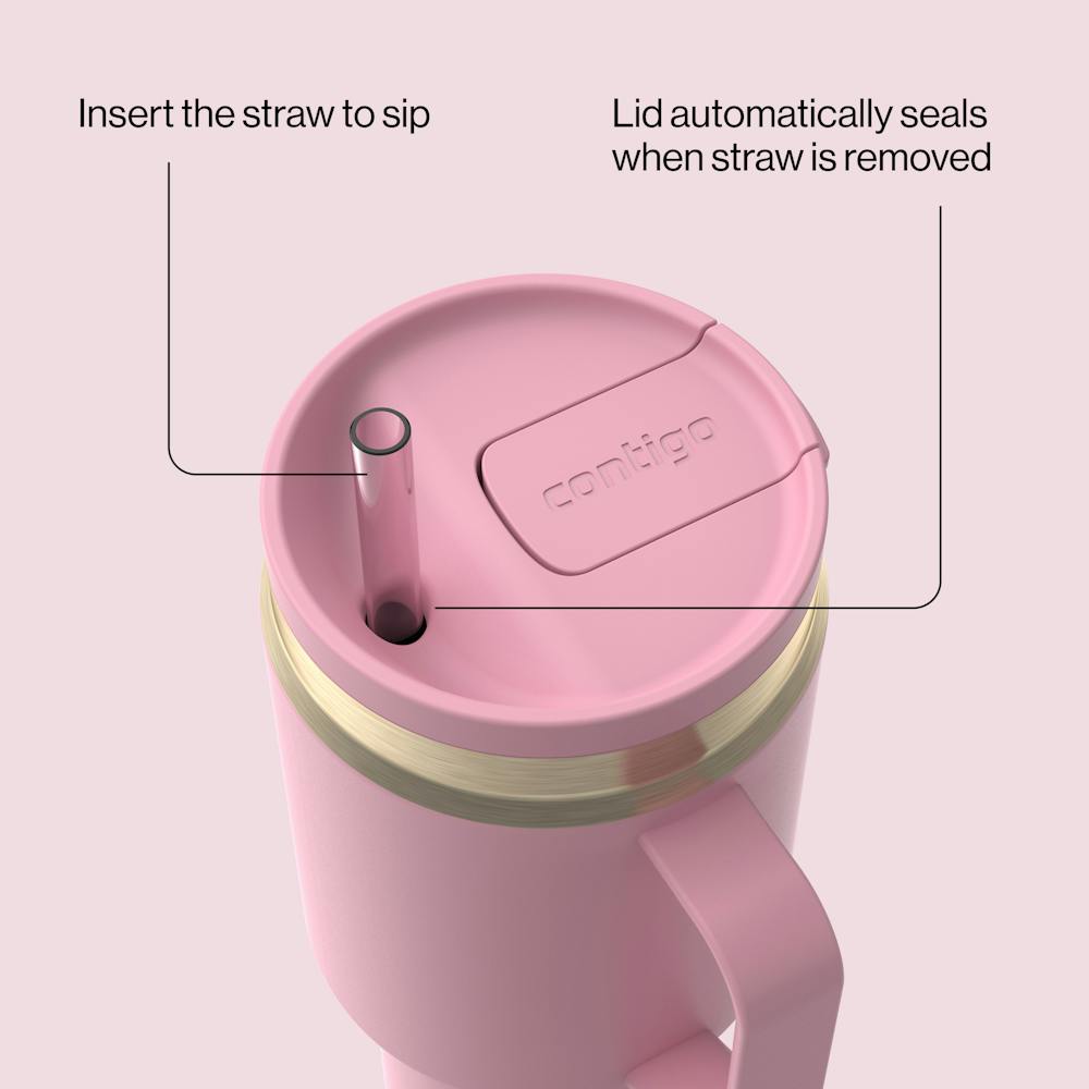30 oz SnapSeal™ Tumbler (w/ Straw & Handle) - Pink Diamond Champagne