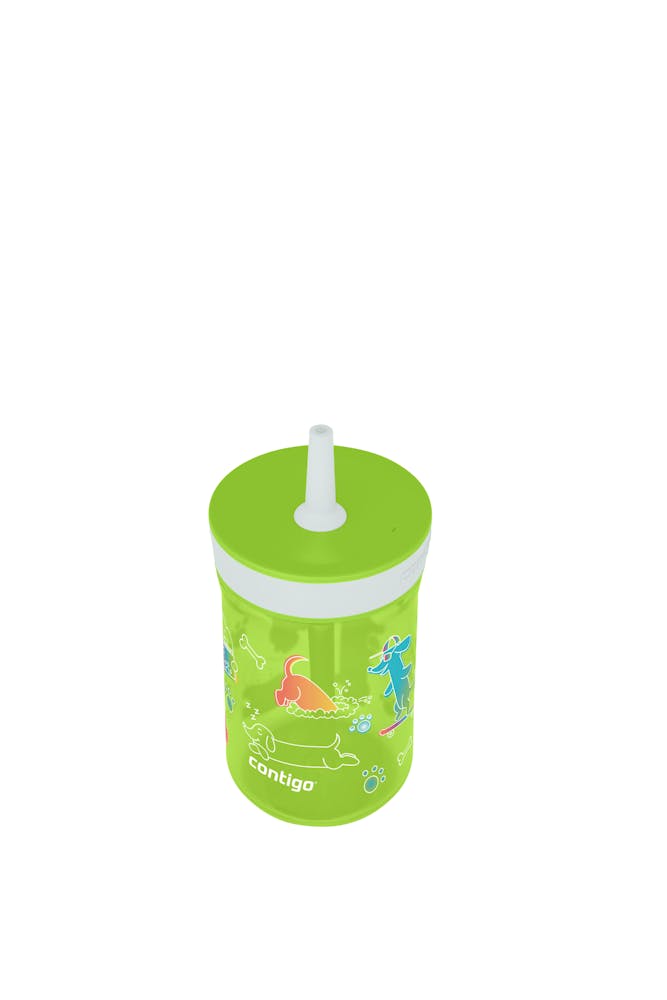 Contigo® Kids Leighton Spill-Proof Tumbler with Straw, 14 oz - Cool Lime Macaroon with Dogs Doing Things