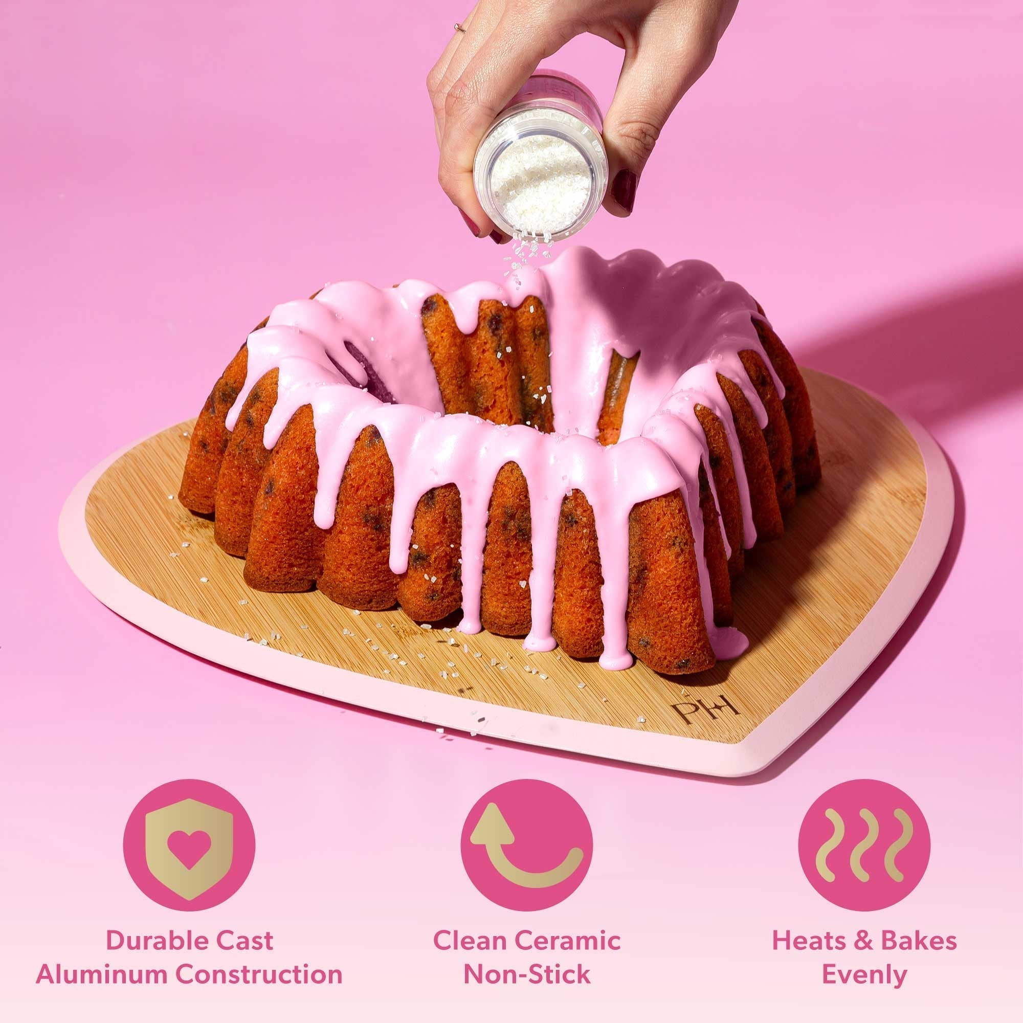 Cake Pan for Baking, Premium Nonstick & Dishwasher Safe, 9.5-inch, Pink