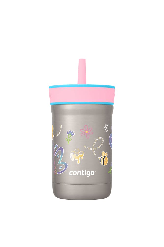 Contigo® Kids Leighton Spill-Proof Stainless Steel Tumbler with Straw, 12oz. - Blue Raspberry Butterflies