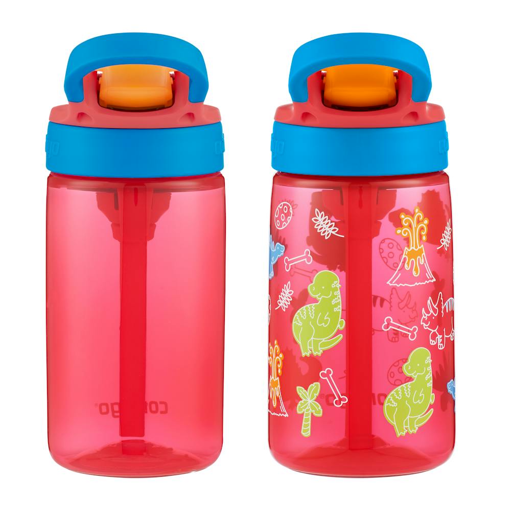 Contigo® Kids Water Bottle with Redesigned AUTOSPOUT® Straw, 14 oz, 2 pack - Watermelon Blue Poppy & Dino
