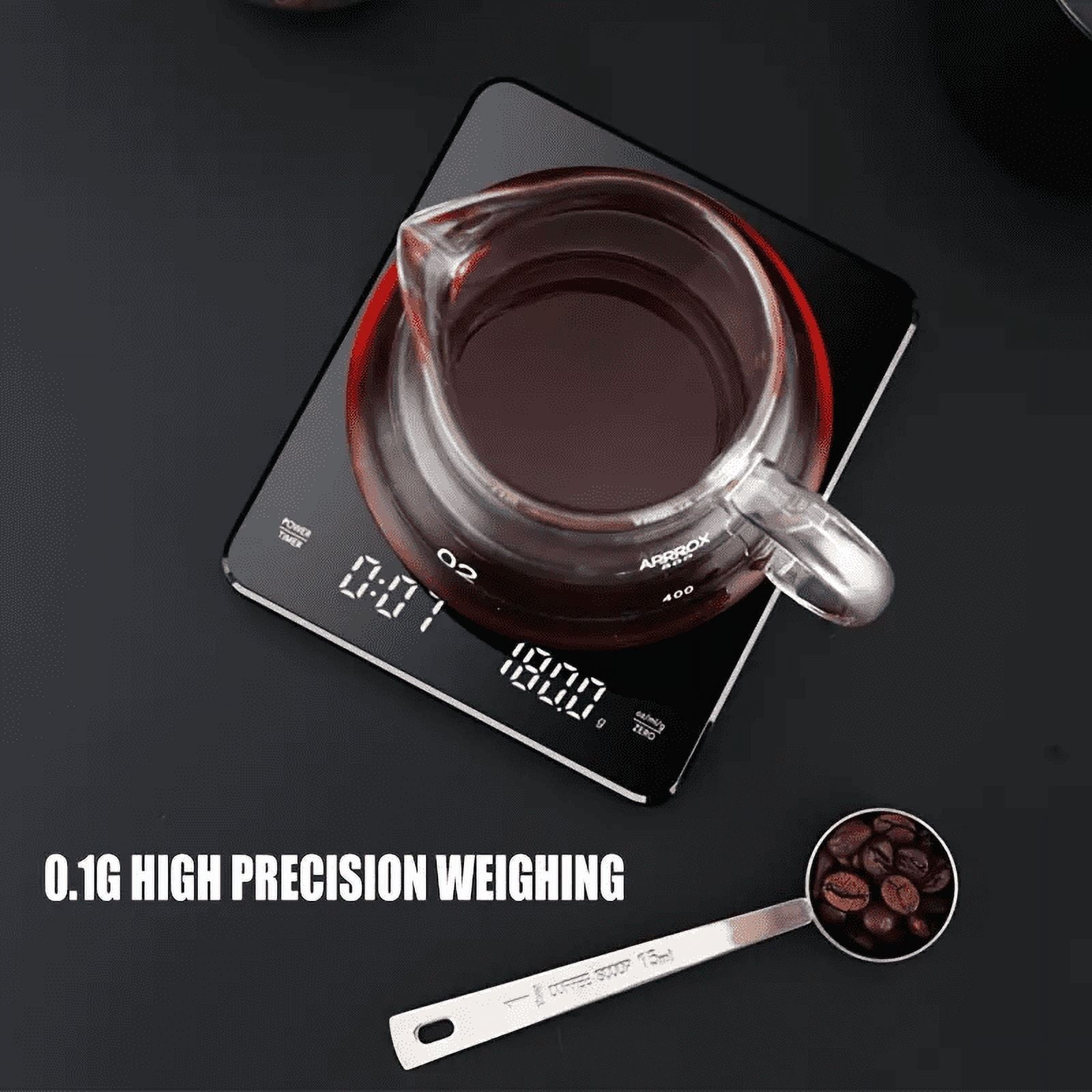 Digital Coffee Scale with Timer LED Screen Espresso USB 3kg Max.Weighing 0.1g High Precision Measures in Oz/ml/g Kitc...