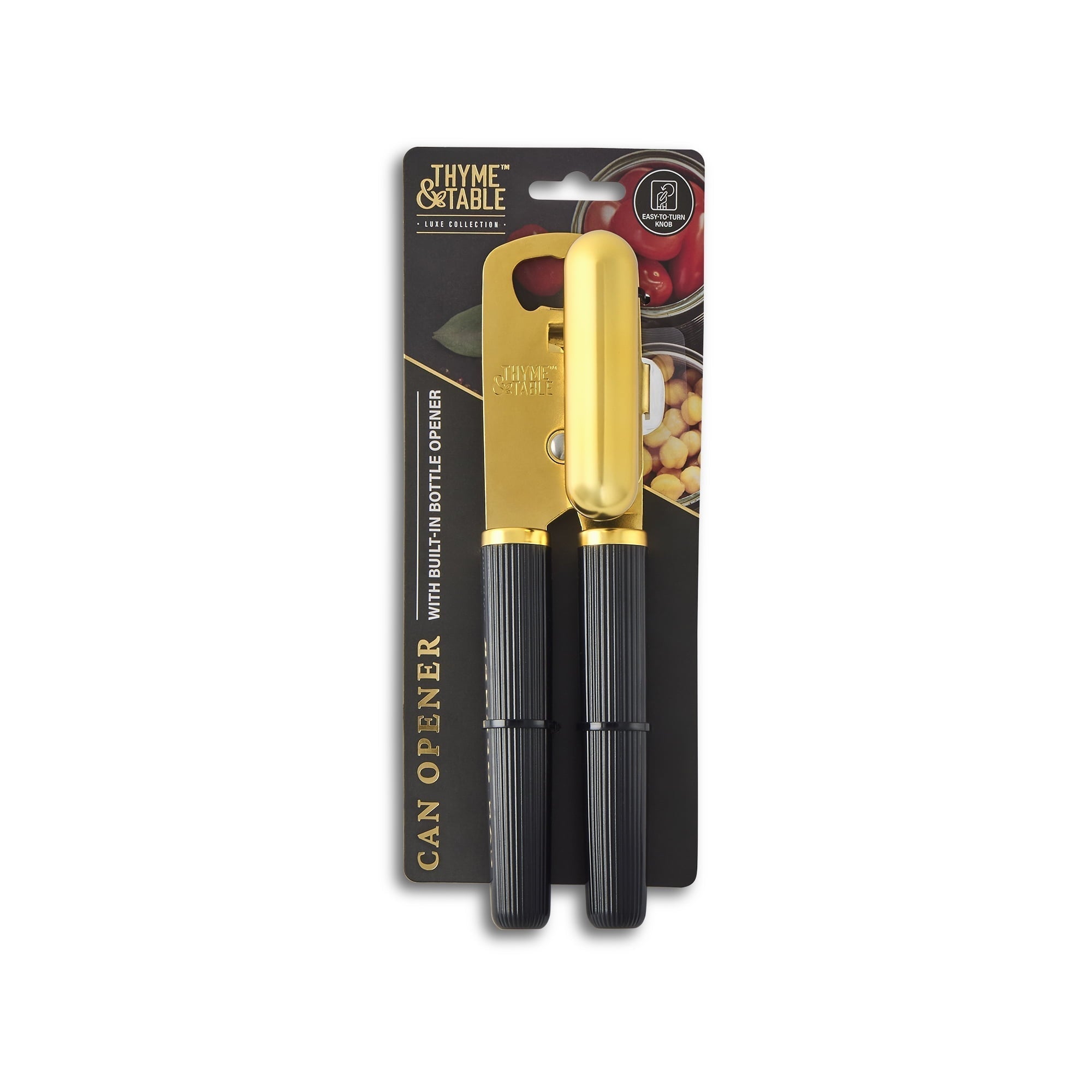 Stainless Steel Manual Can Opener with Gold Finish