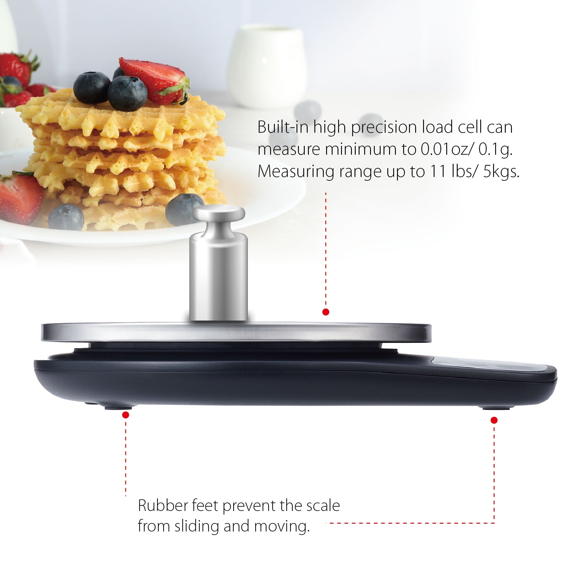 Digital Kitchen Scale with Blue Backlit, Black